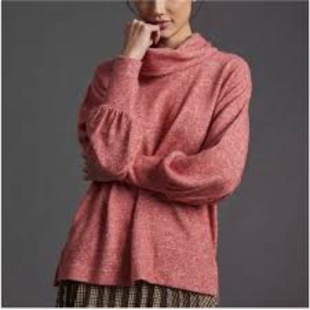 NWT Maeve Anthropologie red marled super soft cowl neck sweater M
